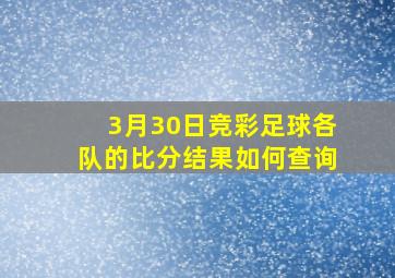 3月30日竞彩足球各队的比分结果如何查询