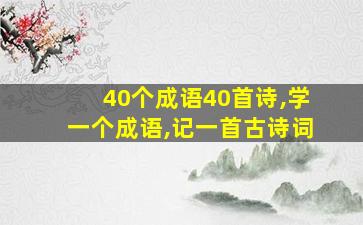 40个成语40首诗,学一个成语,记一首古诗词