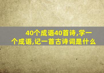 40个成语40首诗,学一个成语,记一首古诗词是什么