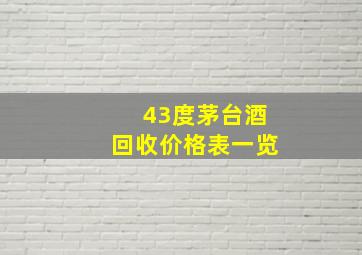 43度茅台酒回收价格表一览