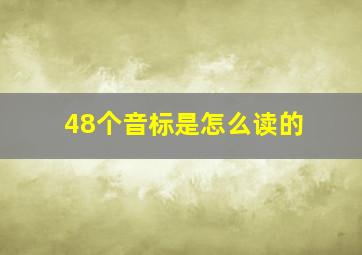 48个音标是怎么读的