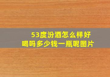 53度汾酒怎么样好喝吗多少钱一瓶呢图片