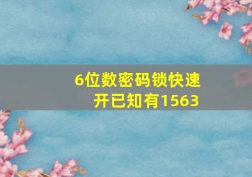 6位数密码锁快速开已知有1563