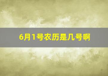 6月1号农历是几号啊