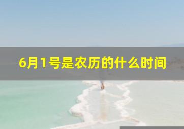 6月1号是农历的什么时间