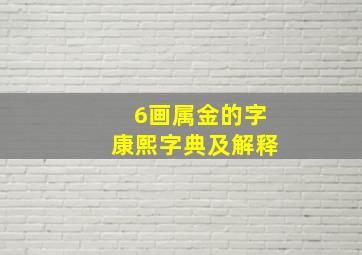 6画属金的字康熙字典及解释