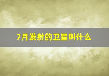 7月发射的卫星叫什么