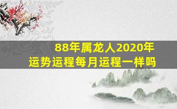 88年属龙人2020年运势运程每月运程一样吗