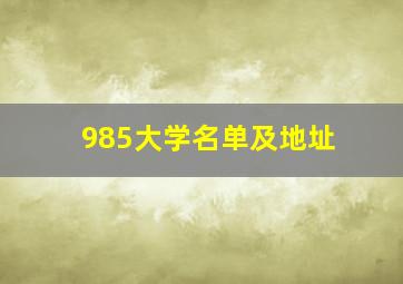 985大学名单及地址