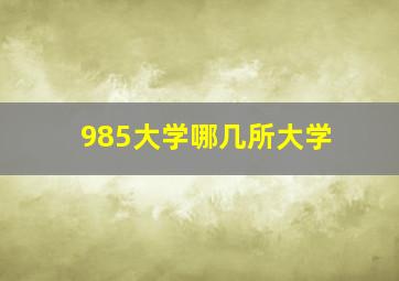 985大学哪几所大学