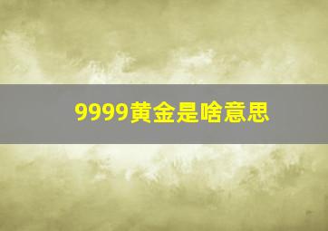 9999黄金是啥意思