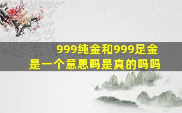 999纯金和999足金是一个意思吗是真的吗吗