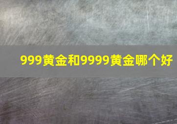 999黄金和9999黄金哪个好