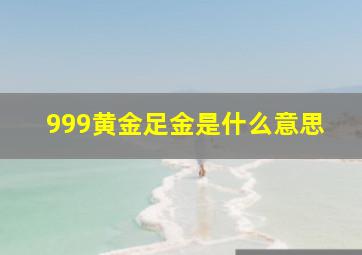 999黄金足金是什么意思