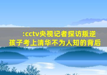 :cctv央视记者探访叛逆孩子考上清华不为人知的背后