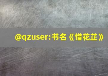 @qzuser:书名《惜花芷》