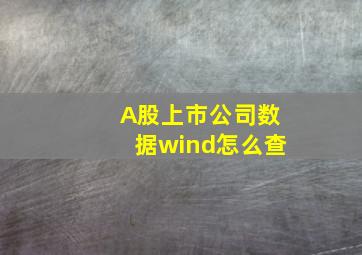 A股上市公司数据wind怎么查