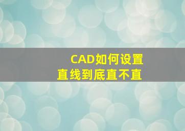 CAD如何设置直线到底直不直