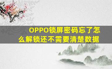 OPPO锁屏密码忘了怎么解锁还不需要清楚数据