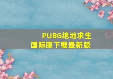 PUBG绝地求生国际服下载最新版