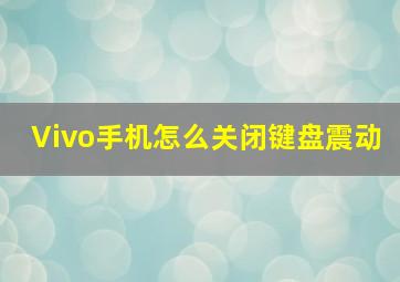 Vivo手机怎么关闭键盘震动