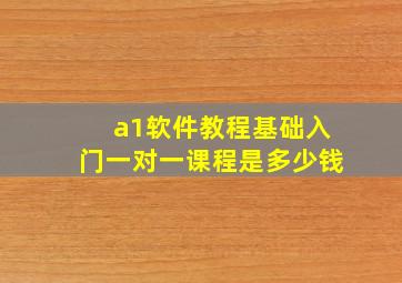 a1软件教程基础入门一对一课程是多少钱