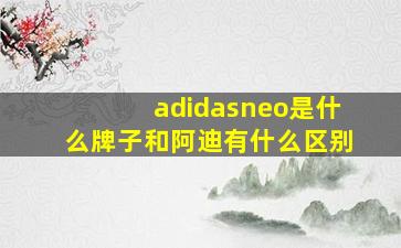 adidasneo是什么牌子和阿迪有什么区别