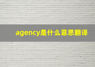 agency是什么意思翻译