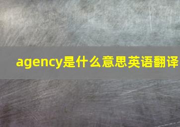 agency是什么意思英语翻译