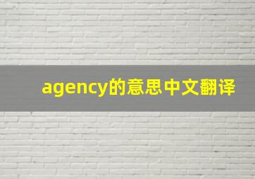 agency的意思中文翻译