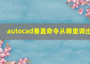 autocad垂直命令从哪里调出