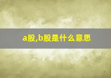 a股,b股是什么意思