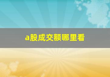 a股成交额哪里看