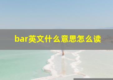 bar英文什么意思怎么读