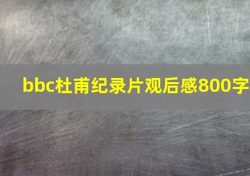 bbc杜甫纪录片观后感800字