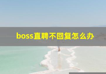 boss直聘不回复怎么办