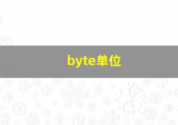 byte单位