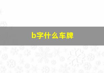 b字什么车牌