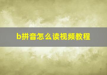 b拼音怎么读视频教程