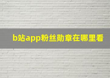 b站app粉丝勋章在哪里看