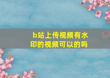 b站上传视频有水印的视频可以的吗