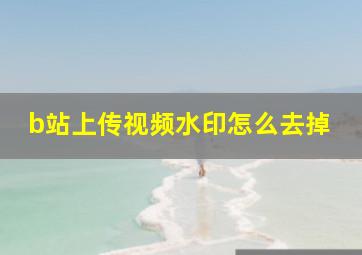 b站上传视频水印怎么去掉