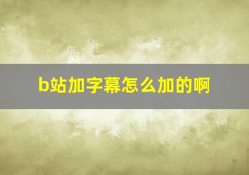 b站加字幕怎么加的啊