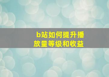 b站如何提升播放量等级和收益