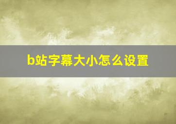 b站字幕大小怎么设置