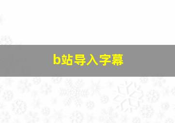 b站导入字幕