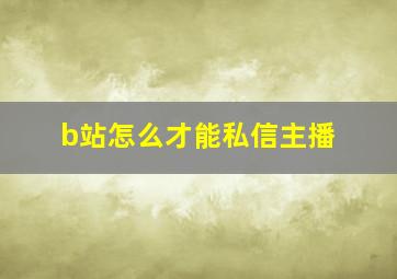 b站怎么才能私信主播