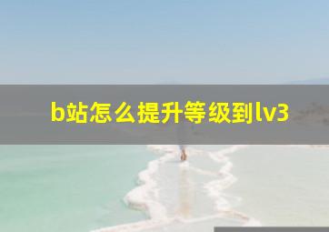 b站怎么提升等级到lv3