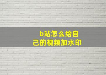 b站怎么给自己的视频加水印