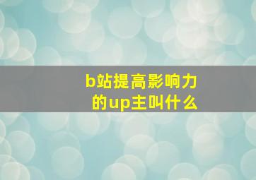 b站提高影响力的up主叫什么